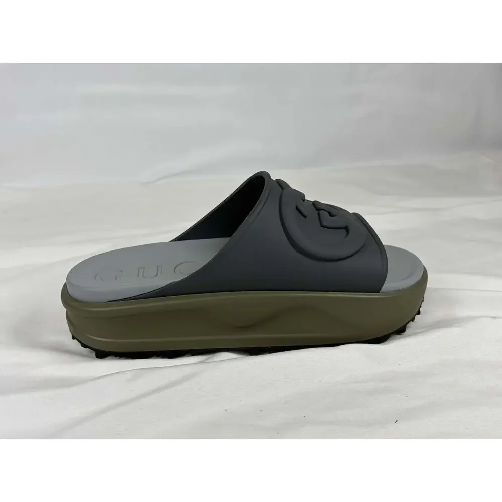 Gucci Interlocking G Slide 'Dark Grey. Khaki' SZ 6.5 SPB JA-368397